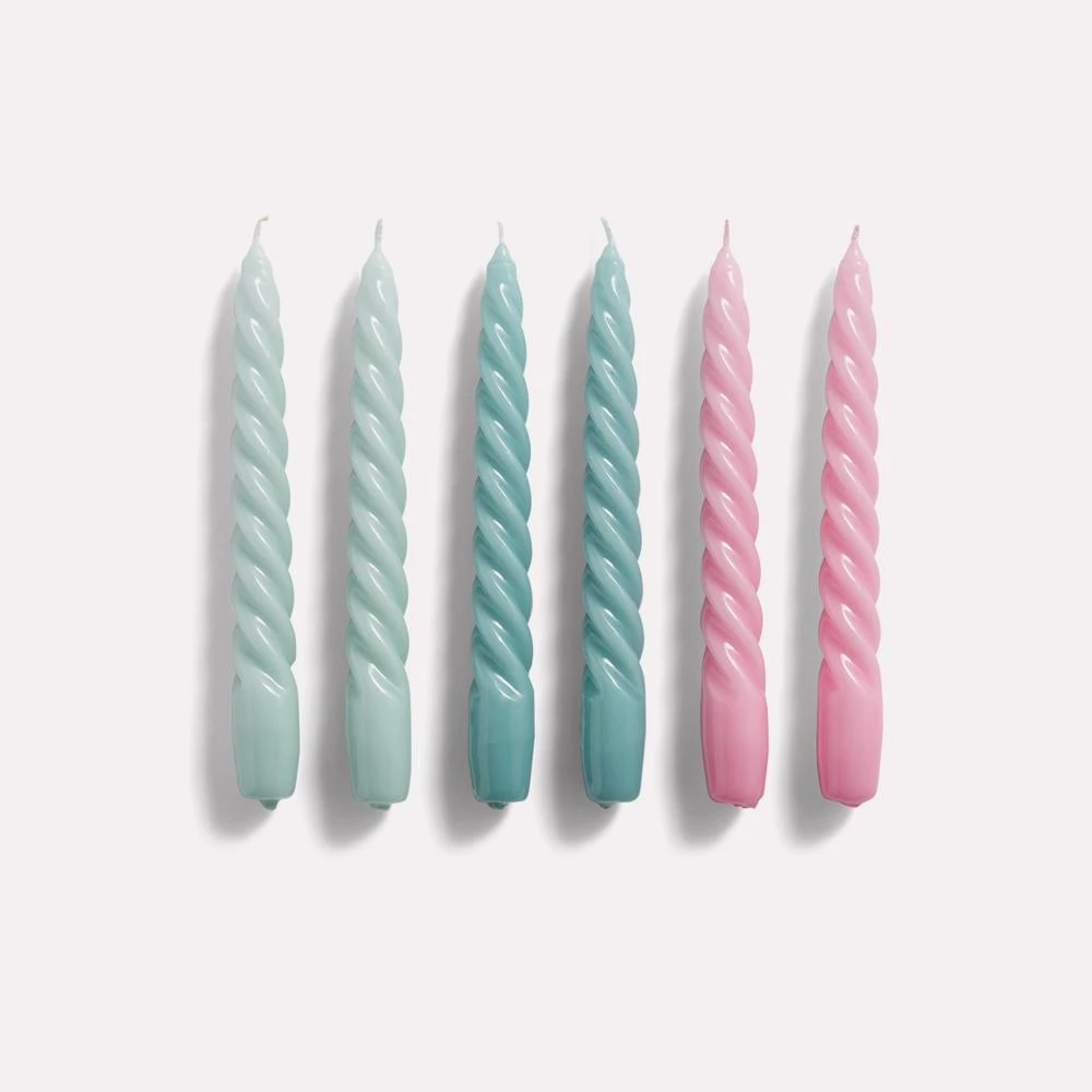 Discount 🎉 HAY Candle Twist Artic, Teal and Pink Set of 6 ✔️ 3 HAY Candle Twist Artic, Teal and Pink Set of 6