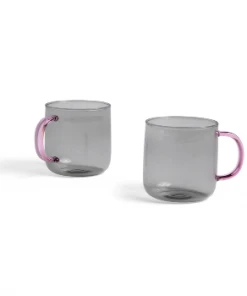 HAY Juego De 2 Tazas Borosilicate Mug Light Grey / Pink