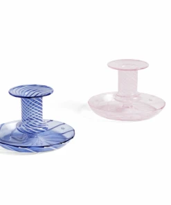 New π HAY Flare Striped Pink Glass Candle Holder β 8 HAY Flare Striped Pink Glass Candle Holder