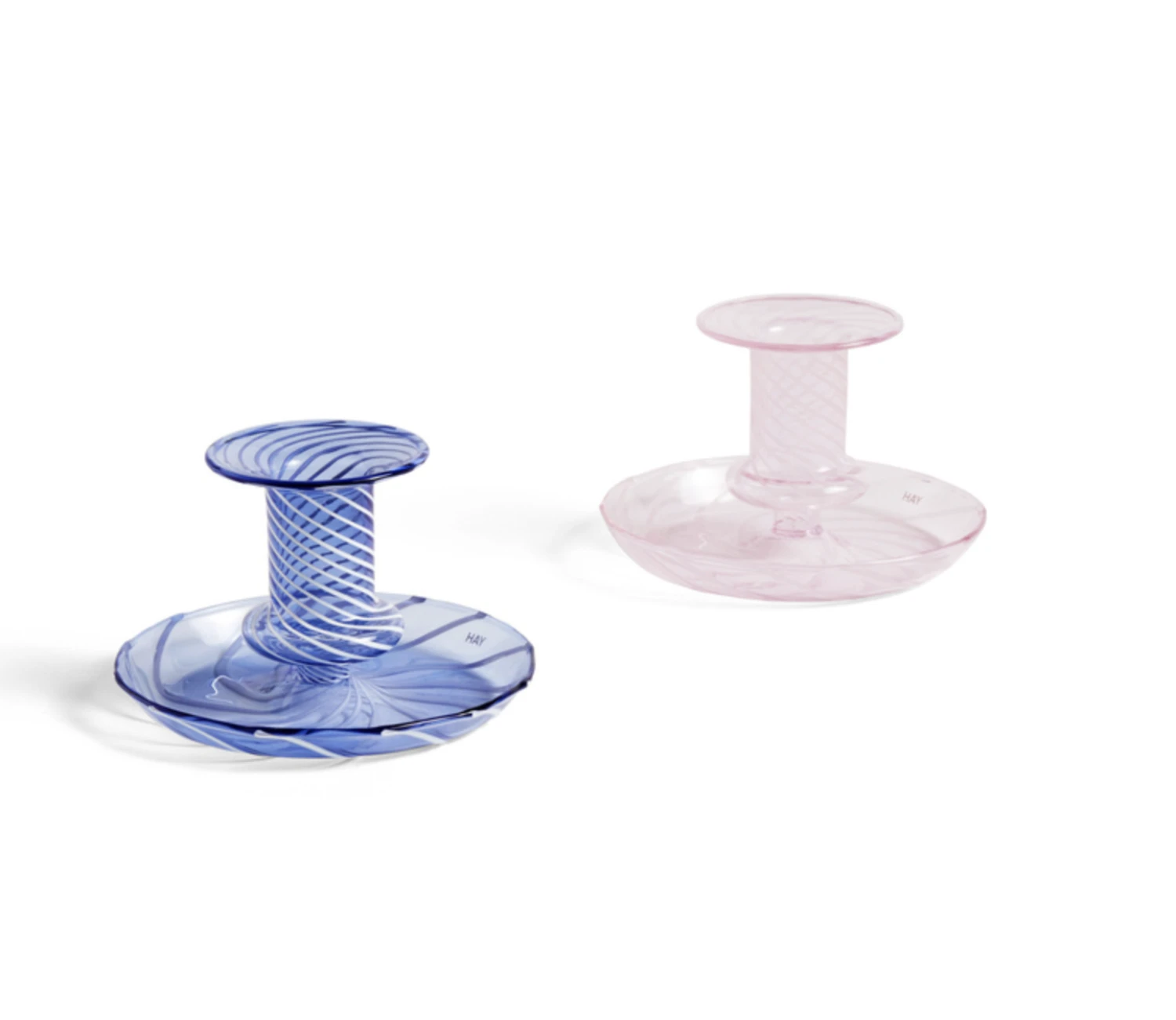 New π HAY Flare Striped Pink Glass Candle Holder β 5 HAY Flare Striped Pink Glass Candle Holder