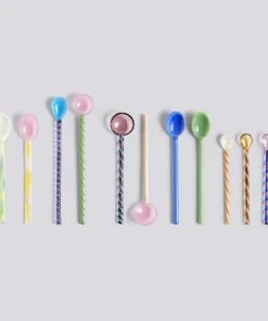 HAY Glass Spoons Mono 2 Pcs Sky Blue and Green