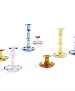 HAY Flare Glass Candleholder Tall Yellow